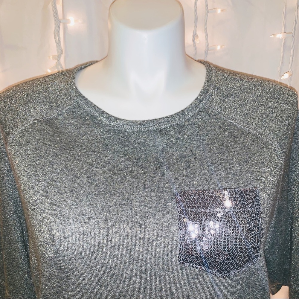 LANE BRYANT ⭐️ Silver Sparkle Sequin Raglan Blouse - Picture 2 of 7